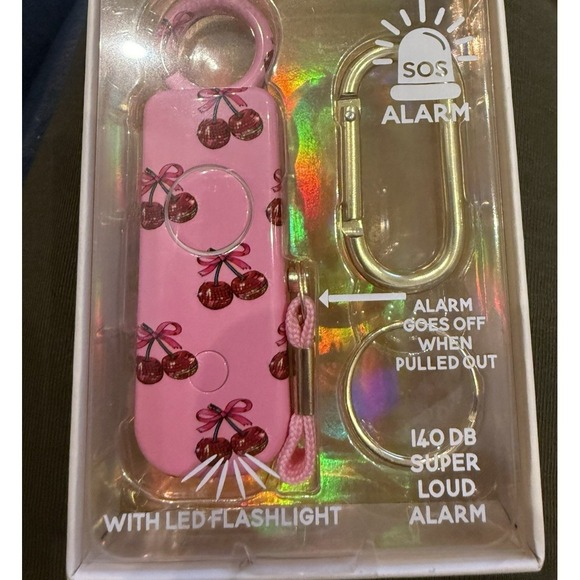 Personal Alarm Keychain with LED Flashlight SOS Alarm Cherry Simply Southern - Picture 5 of 5